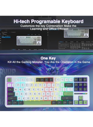 F87 PRO Wireless Mechanical Keyboard,80% TKL Custom Hot Swappable Keyboard, Gasket Mount Gaming Keyboard with PBT Keycaps, Pre-lubed Greenwood V4 Switch,2.4GHz/USB-C/BT5.0 RGB Backlit Mechanical Keyboard - view 5
